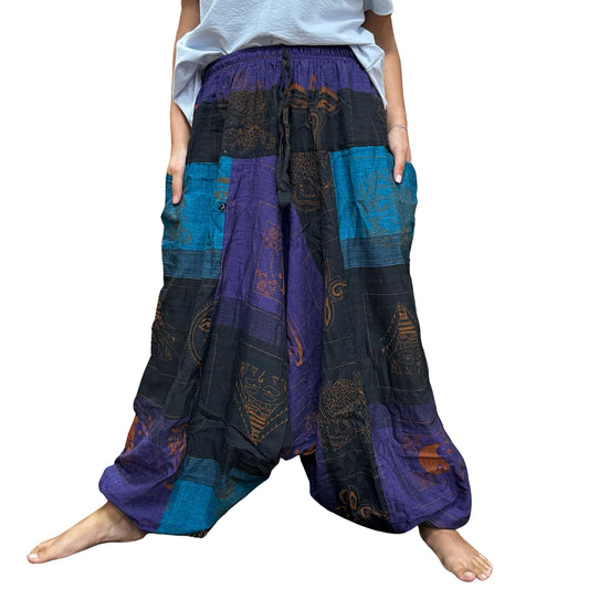 Pantalon de yoga et de festival - Imprimé Aladdin Himalaya en violet