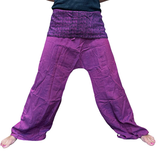 Pantalons de yoga et festivals – Mantra mandala du pêcheur thaïlandais en violet