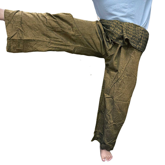 Pantalons de yoga et festivals – Mantra mandala du pêcheur thaïlandais en orange