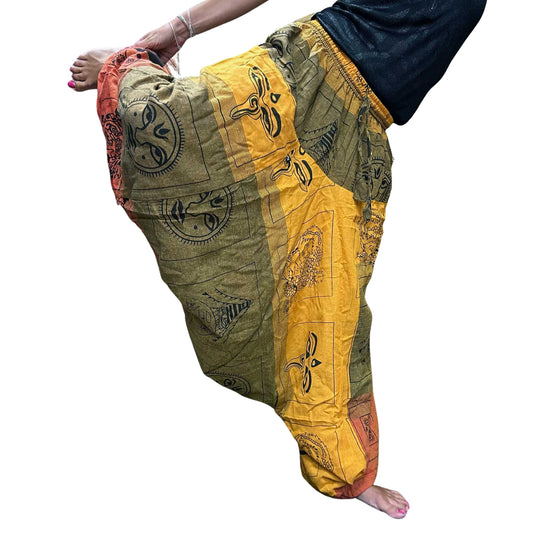 Pantalon de yoga et de festival - Imprimé Aladdin Himalayan en orange