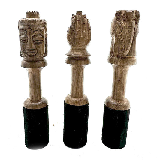 Bâton en bois - 14 cm - Sculpture d'éléphant