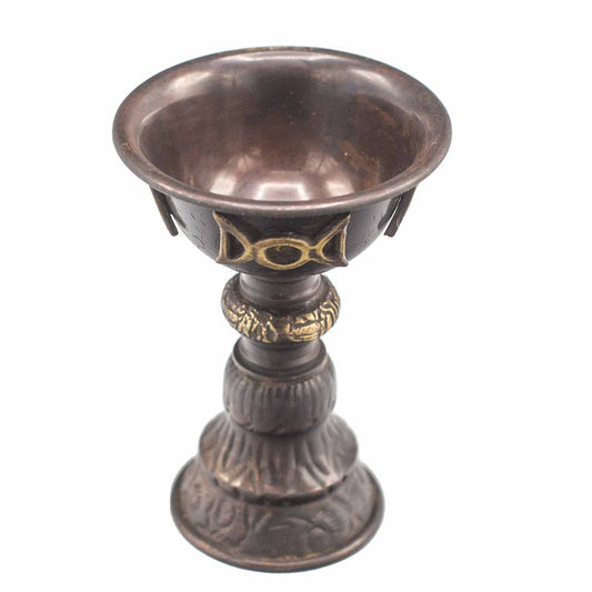 Coupe rituelle en cuivre antique avec triple lune 8x13cm
