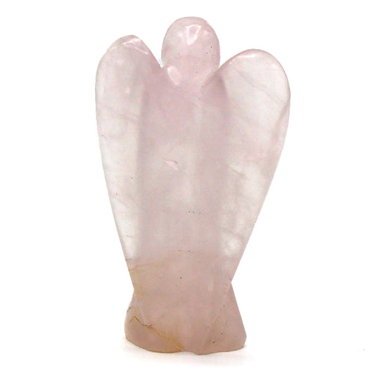 Ange en pierre précieuse sculpté à la main - quartz rose
