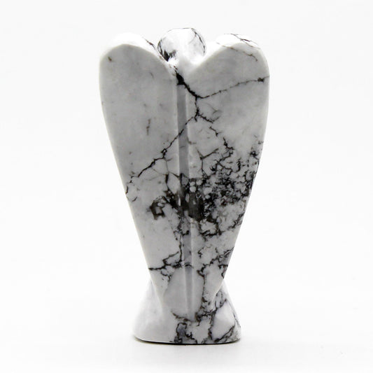 Ange en pierre précieuse sculpté à la main - Howlite blanche