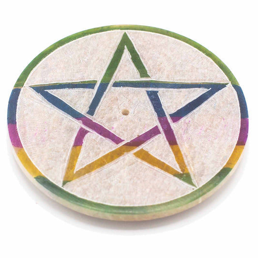 Porte-encens en forme de disque en stéatite 8 cm - Pentagone