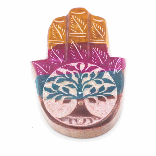 Porte-encens Hamsa en stéatite 9 x 6 cm - Arbre de vie