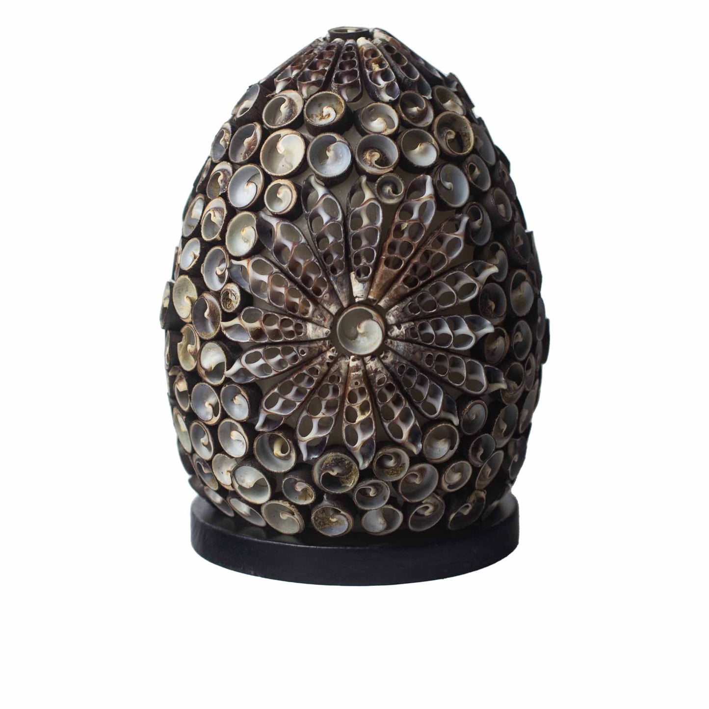 Lampe coquillage Boho - Ovale torsadé chocolat - 15 cm
