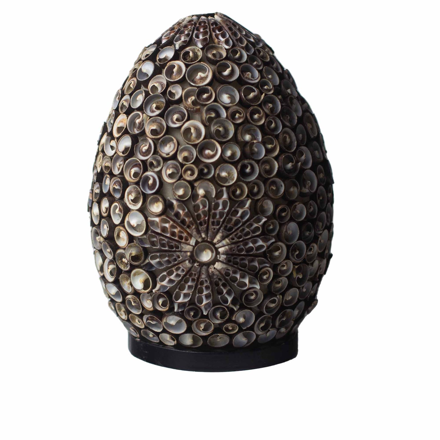 Lampe coquillage Boho - Ovale torsadé chocolat - 20 cm