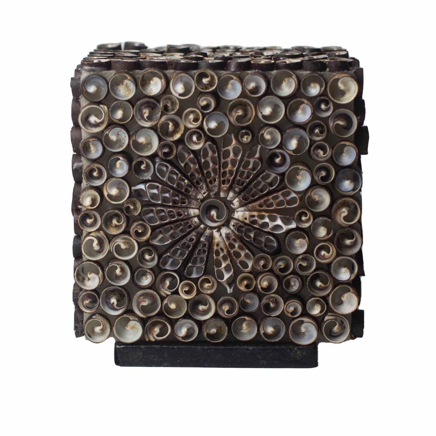 Lampe coquillage bohème - Carré torsadé chocolat - 15 cm