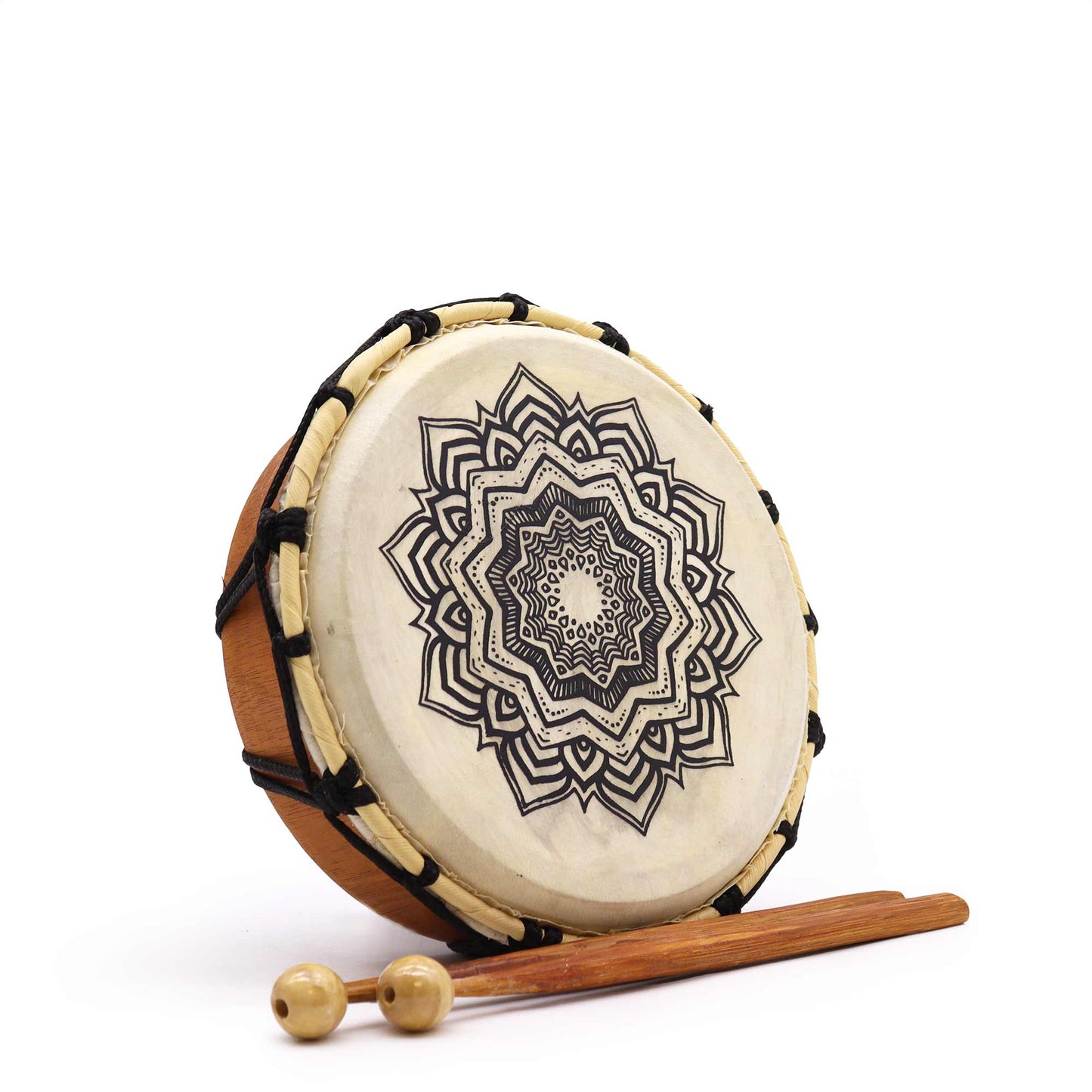 Tambour chamanique Mandala avec maillet - 20 cm