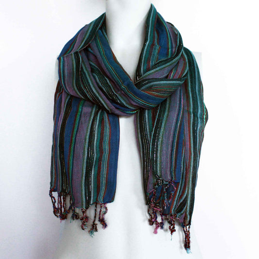 Foulards indiens bohèmes - 22 x 72 cm - Violets aléatoires