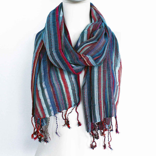 Foulards indiens bohèmes - 22x72cm - Bleus aléatoires