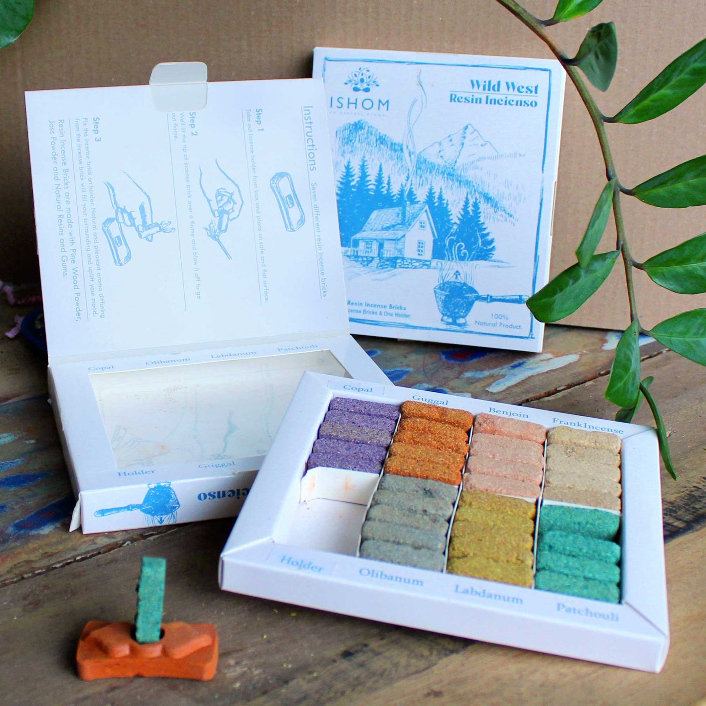 Coffret de 70 briques d'encens et brûleur - Wild West