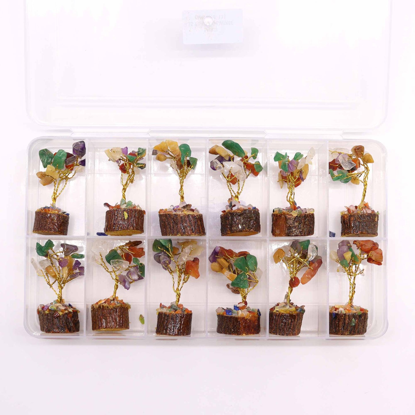 Mini arbre à pierres précieuses sur socle en bois – Multi-pierres (15 pierres)
