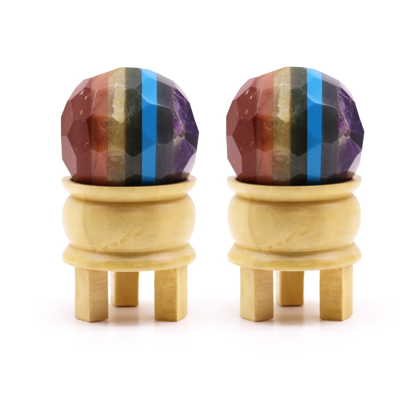 Boule de guérison en pierres précieuses et support - Sept chakras