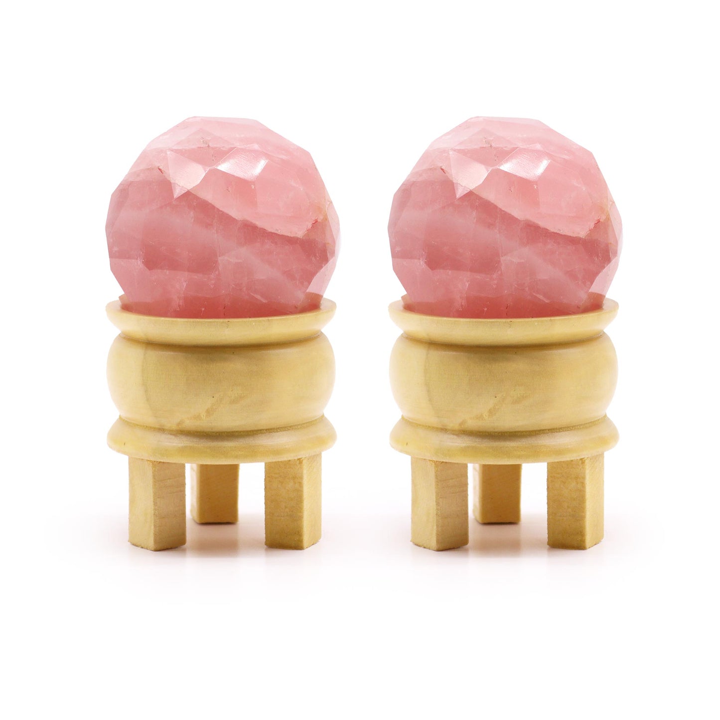 Boule de guérison et support en pierre précieuse - Quartz rose