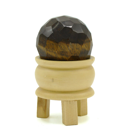 Boule de guérison et support en pierre précieuse – Œil de tigre