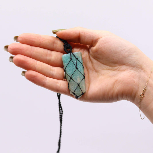 Pendentif à griffes plates avec pierres précieuses entrelacées - Amazonite