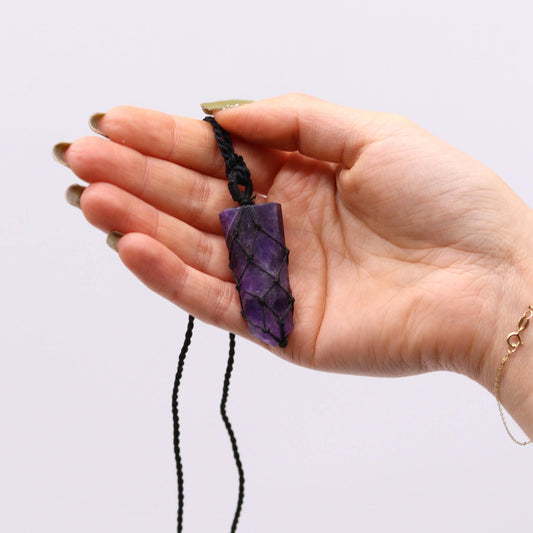 Pendentif à pointe plate avec pierres précieuses - Améthyste