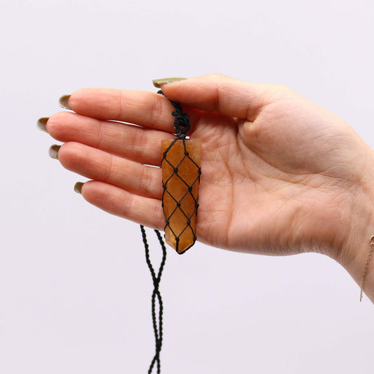 Pendentif à griffes plates avec pierres précieuses entrelacées - Quartz doré
