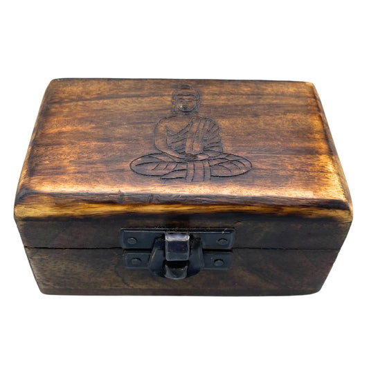Pilulier en bois 9 x 5 x 4 cm - Motifs sculptés - Assortiment