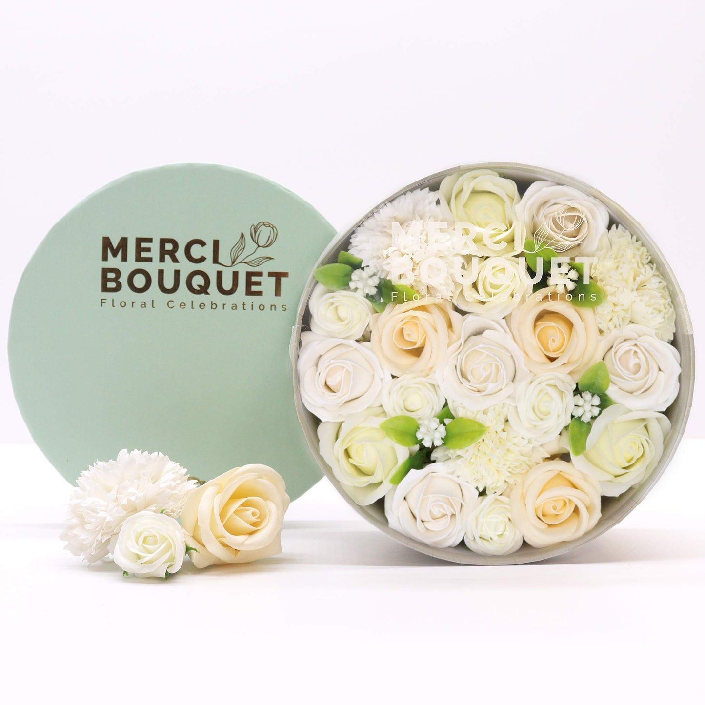 Boîte ronde - Bénédictions de mariage - Blanc et ivoire