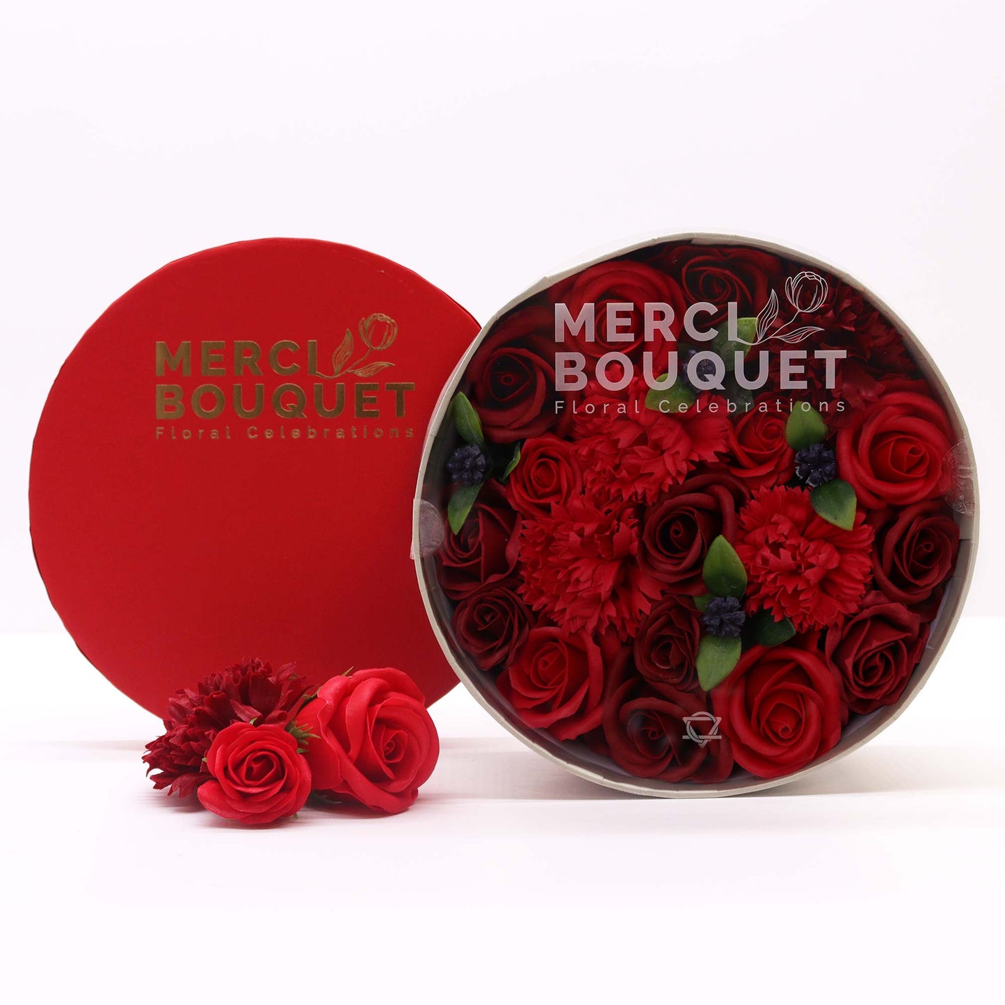 Boîte ronde - Roses rouges classiques