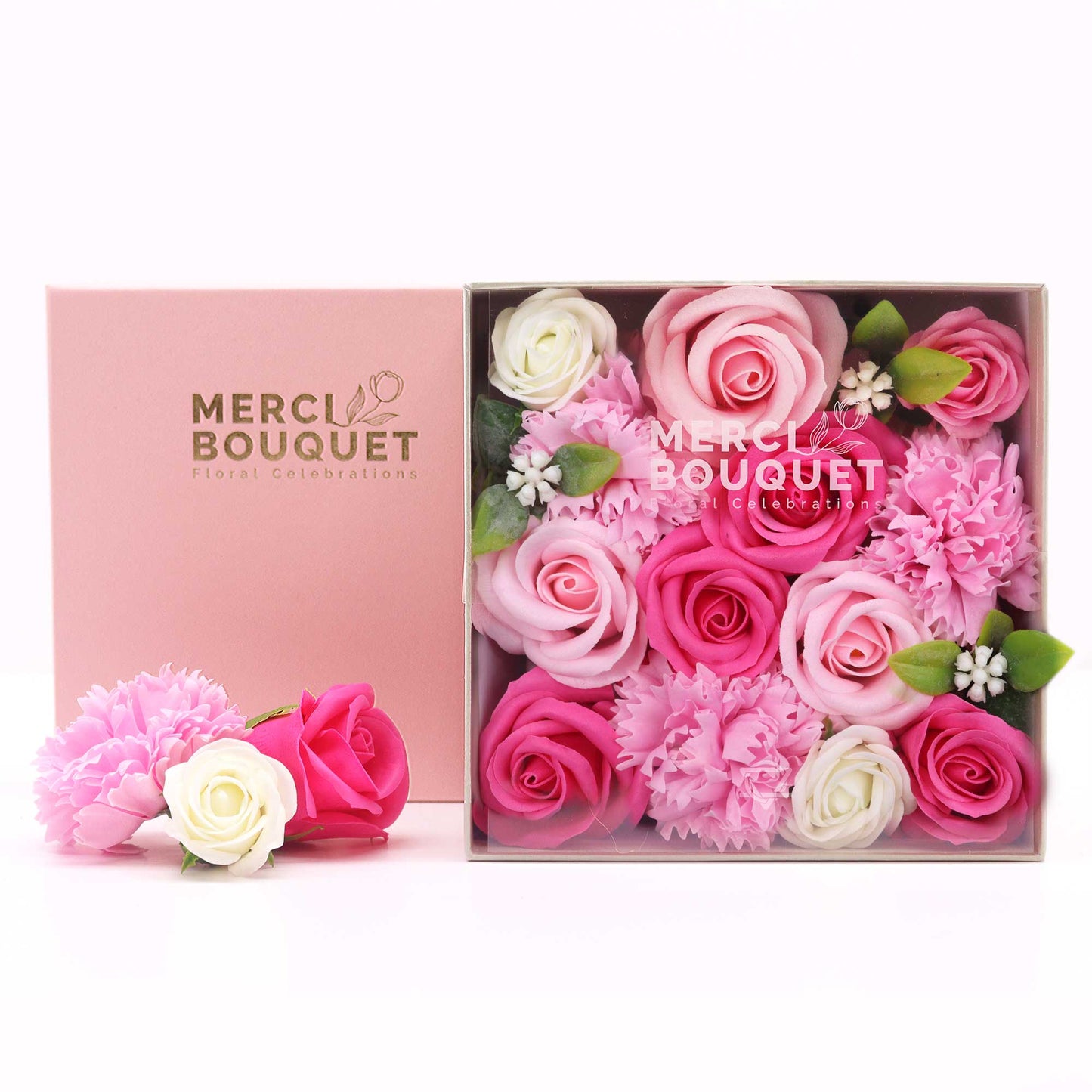 Boîte carrée - Bénédictions pour bébé - Roses