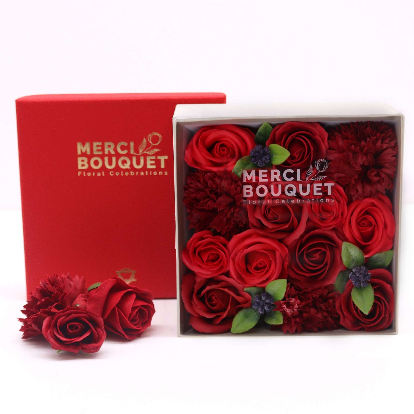 Boîte carrée - Roses rouges classiques