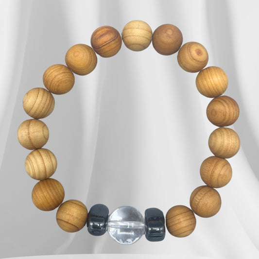 Bracelet en cèdre - Chakra de la couronne - Quartz clair