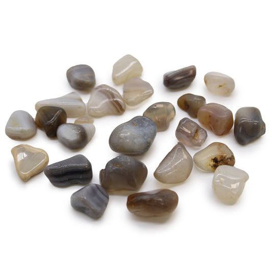 24 x Pequeñas piedras africanas - Ágata gris - Botswana