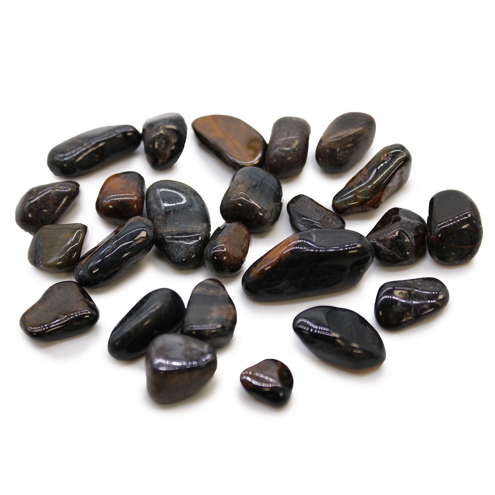 24 x Pequeñas piedras africanas - Ojo de tigre - Azul