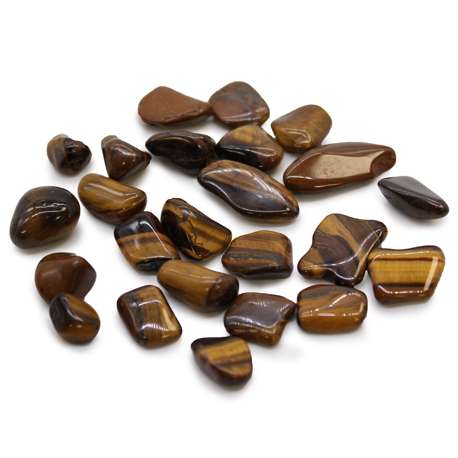 24 x Pequeñas piedras africanas - Ojo de tigre - Dorado