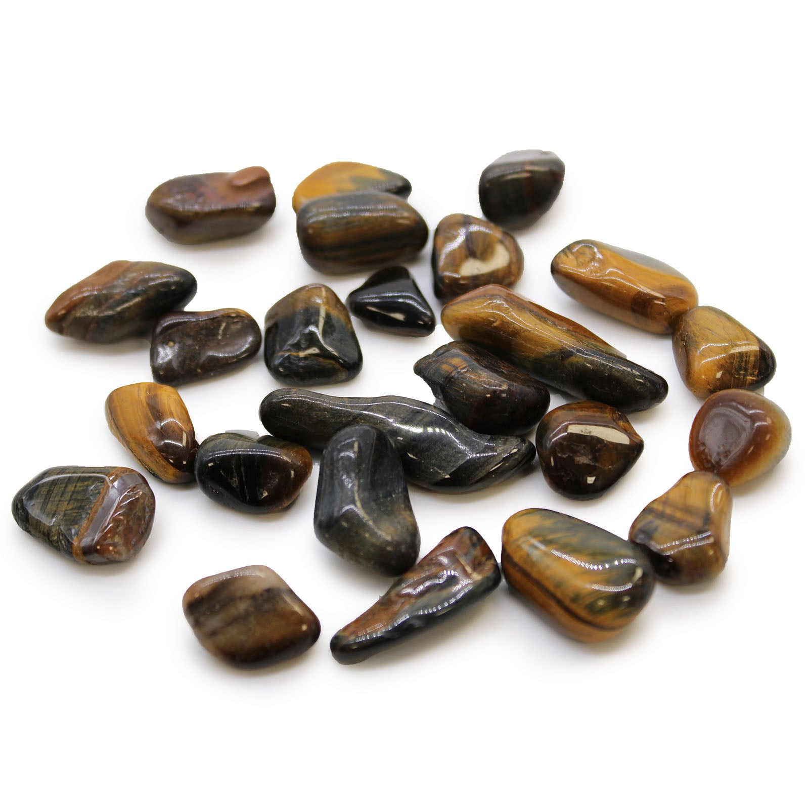 24 x Pequeñas piedras africanas - Ojo de tigre - Varigadas