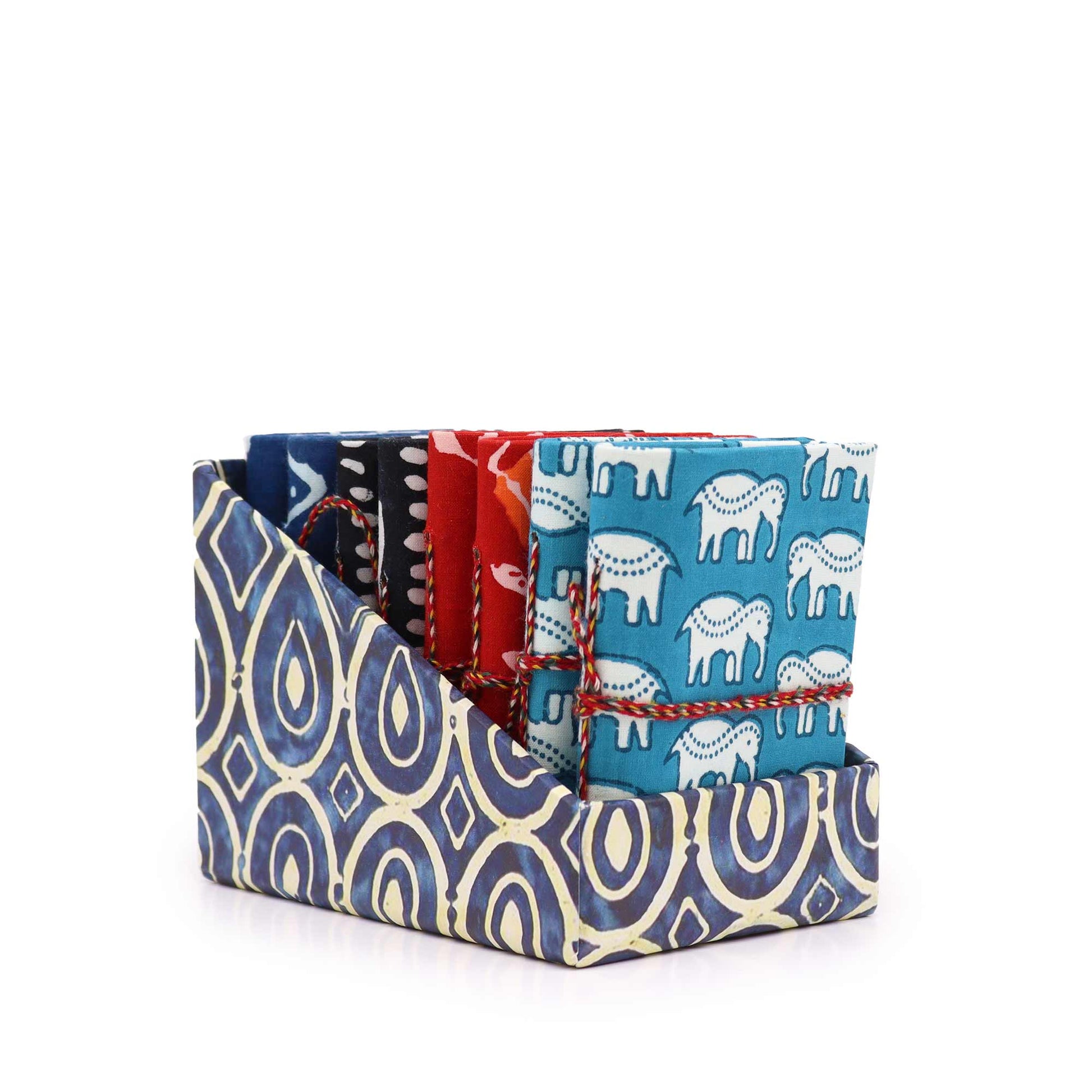 8 x Block Print Cuadernos de algodón encuadernados 7x10cm (display pack)