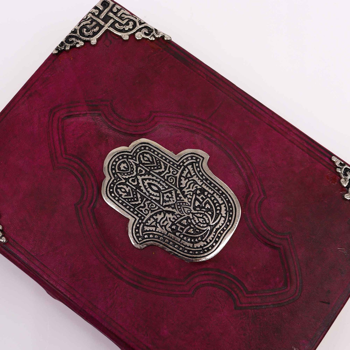 Livre en bronze rouge - Décoration Hamsa en zinc avec bords de couverture