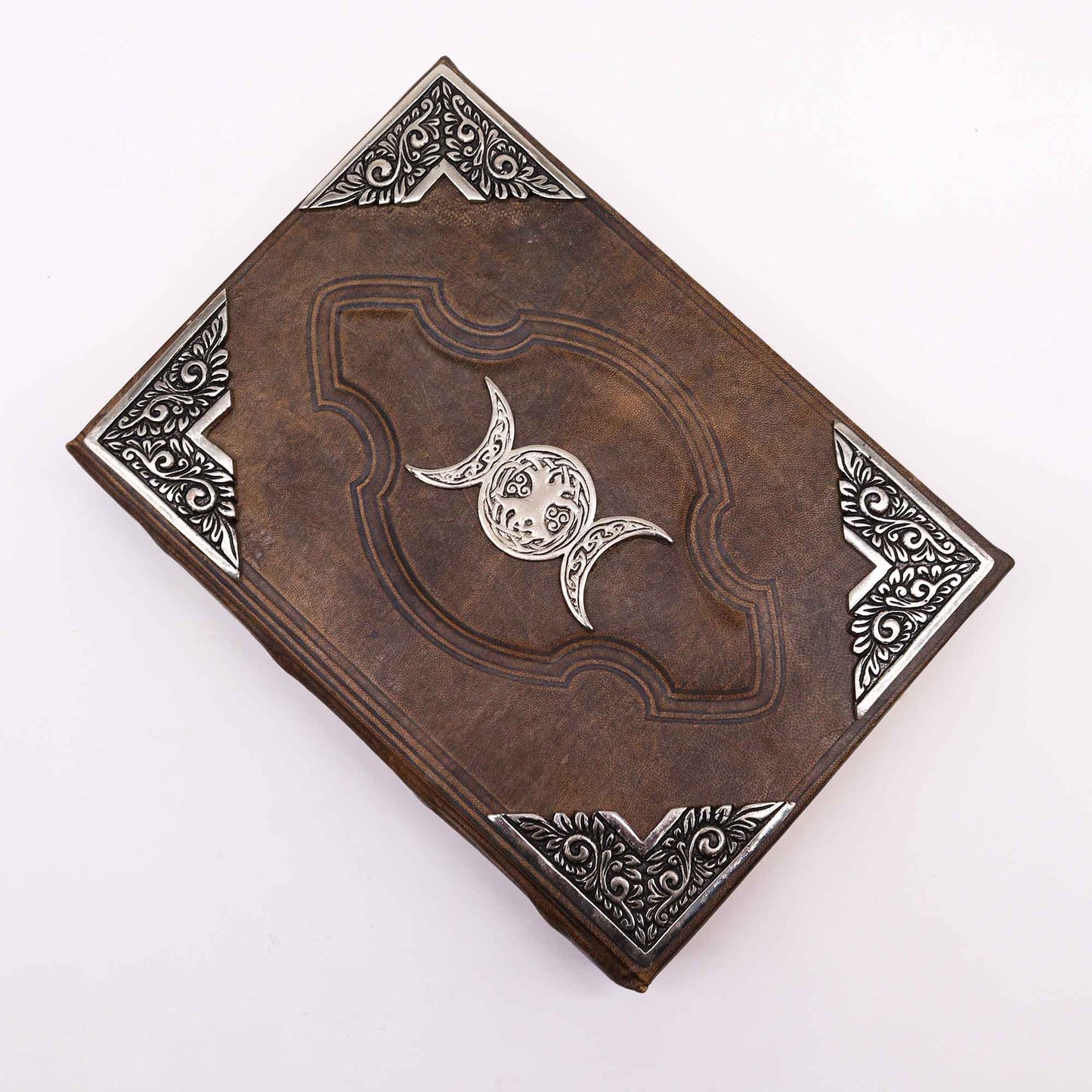 Livre brun - Décoration triple lune en zinc avec bords de couverture