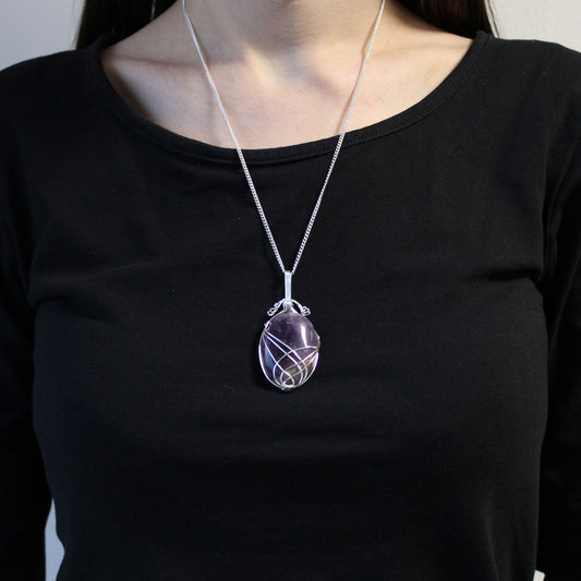 Collier en pierres précieuses enroulé en spirale - Améthyste