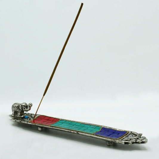 Porte-encens tibétain long éléphant