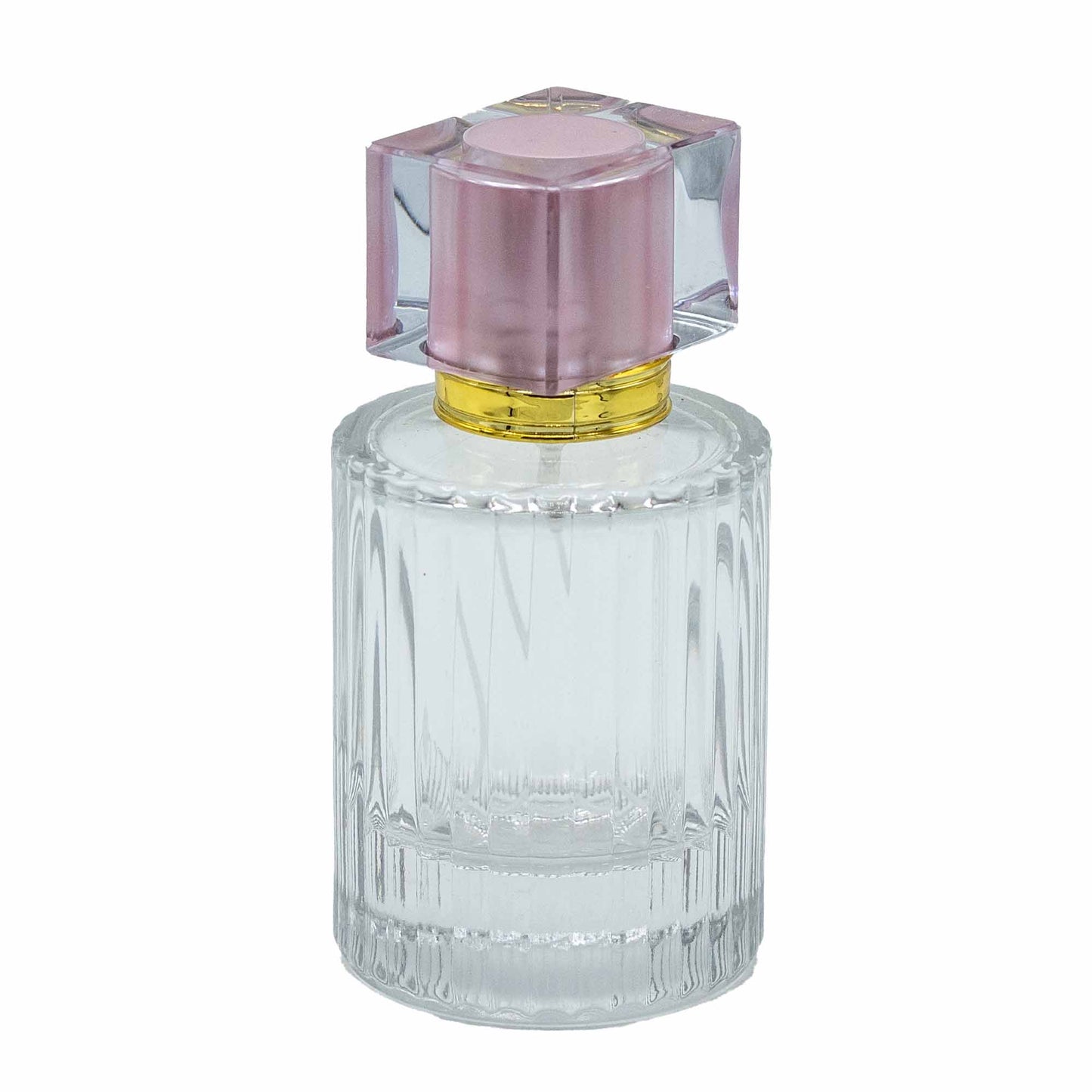 Flacons de parfum en verre avec vaporisateur et bouchon rose 50 ml