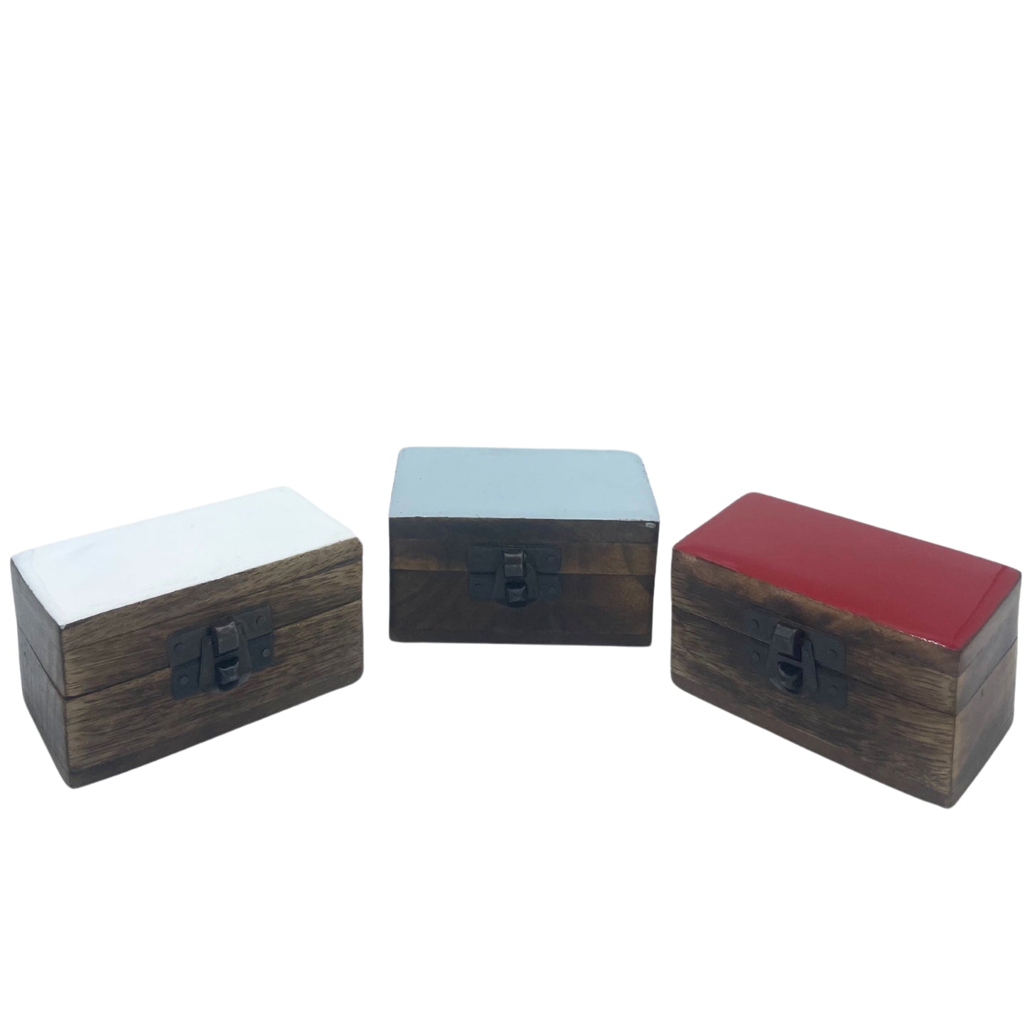 Pilulier en bois 9 x 5 x 4 cm - Couleurs unies en céramique - Assortiment