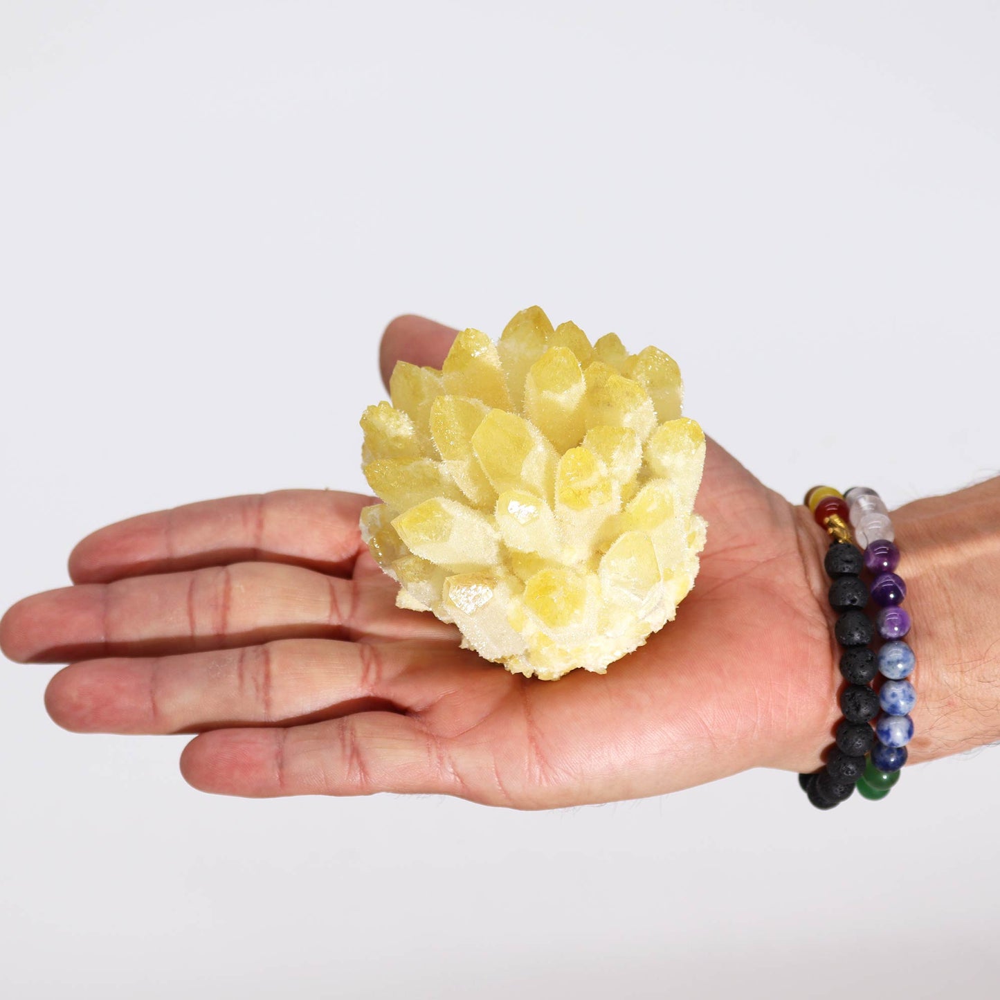 Amas de quartz naturel fabriqué à la main - Quartz jaune fantôme (environ 250-300 g 8 cm)