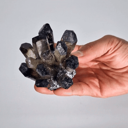 Amas de quartz naturel fait main - Quartz fantôme fumé (environ 250-300 g 8 cm)