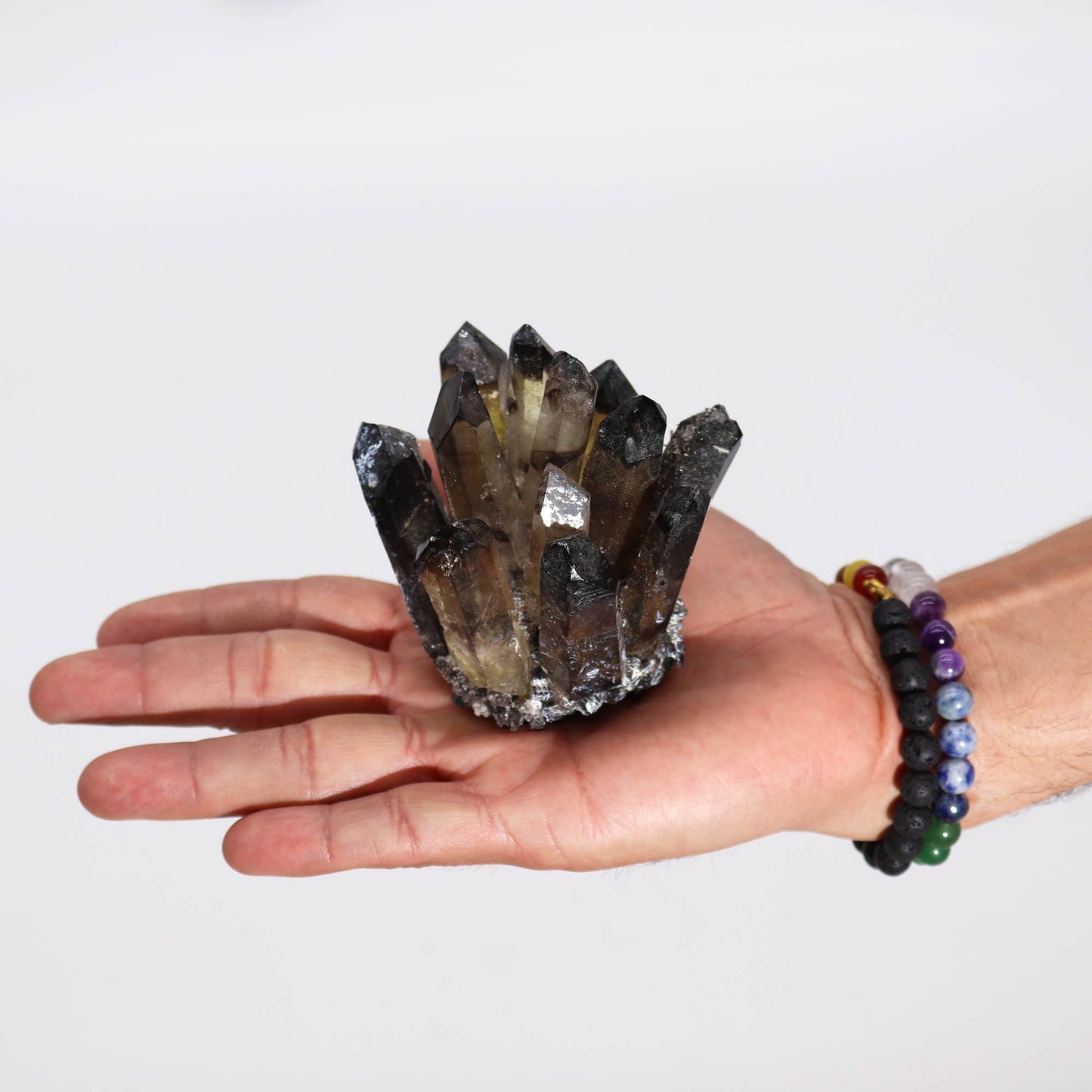 Amas de quartz naturel fait main - Quartz fantôme fumé (environ 250-300 g 8 cm)