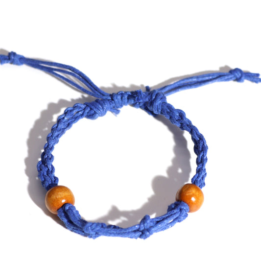 Bracelet en macramé et pierres précieuses 20-28 cm - Bleu marine