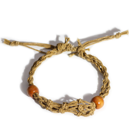 Bracelet en macramé et pierres précieuses 20-28 cm - Sable