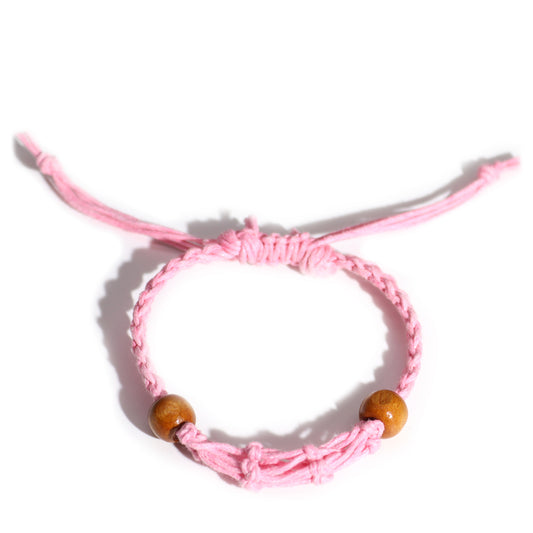 Bracelet en macramé et pierres précieuses 20-28 cm - Rose