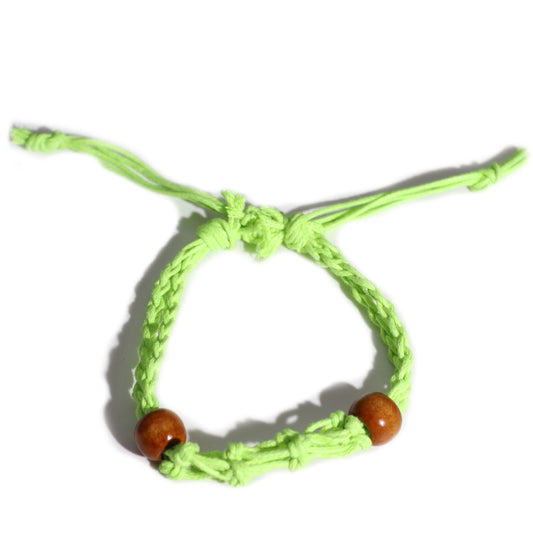Bracelet en macramé et pierres précieuses 20-28 cm - Vert