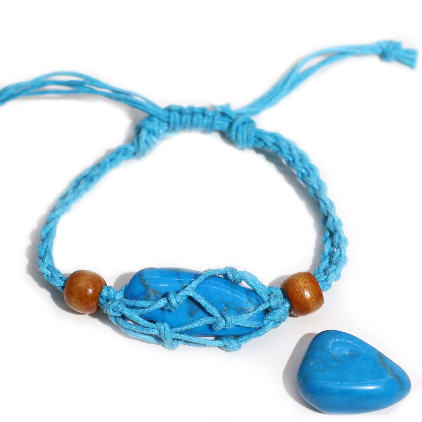 Makramee Edelsteinarmband 20-28cm - Blau