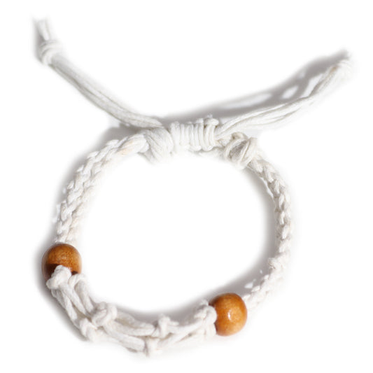 Bracelet en macramé et pierres précieuses 20-28 cm - Blanc